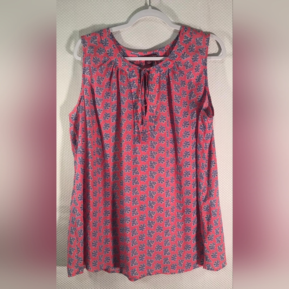 Jessica London Women's  Pink and Blue Floral Blouse Zize 22 Made In China - Picture 2 of 6